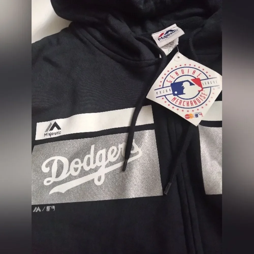 Majestic Men's Los Angeles Dodgers Full Zip Hoodie Kangaroo Pockets New